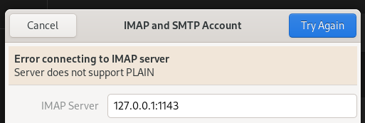 Not connecting with Zimbra via IMAP/SMTP - Sorry, this folder