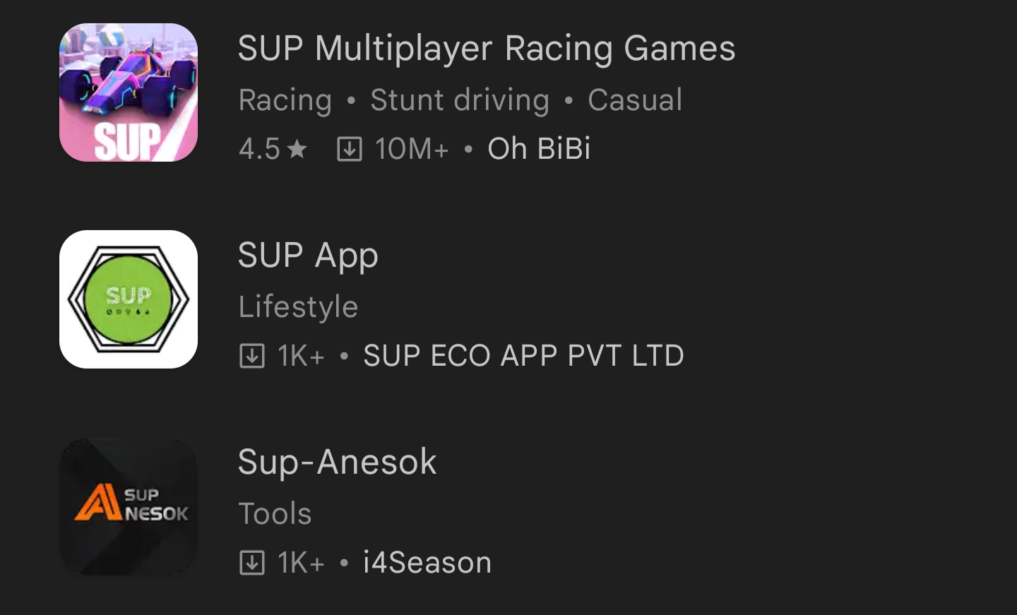 Screenie showing that #SUP is now available at your favorite #Playstore and F-Droid too!

(Not really - total bullshit cause it's complete vaporware)