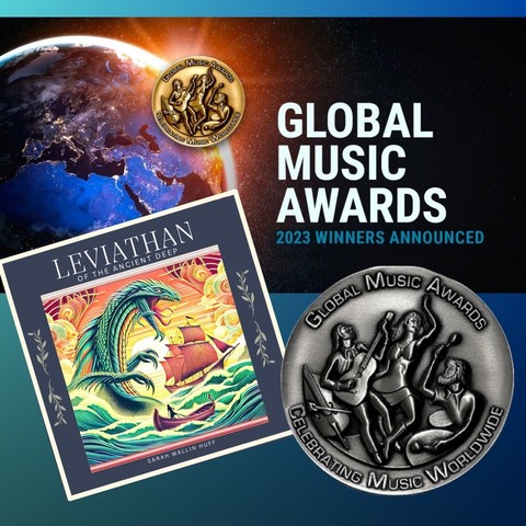 Image featuring the Global Music Awards winners announcement. It includes the cover art of 