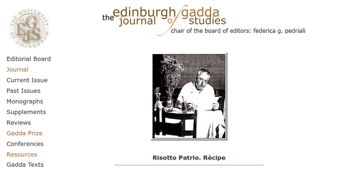 The EdinburghJournal of Gadda Studies:
Risotto Patrio. Rècipe