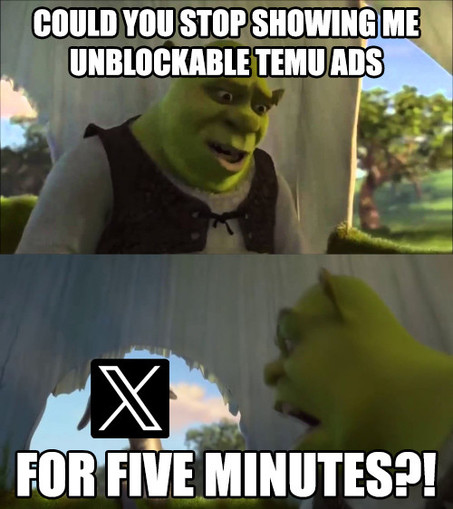 A two panel meme. In the first panel, Shrek is saying 