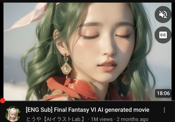 S shitty Ai generated movie based on Final Fantasy 6. That looks terrible. I hate it and it appeared on my YouTube homepage. From when I saw him briefly, it looked like it was made with a porn trained AI . Anyone who likes this she would get their soul examined