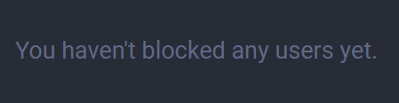 Screenshot of my mastodon settings, showing that I haven't blocked any users yet.

