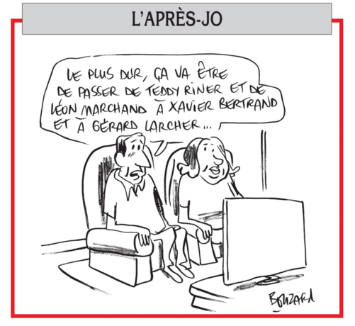 Dessin du Canard Enchaîné daté du 7 août 2024.
