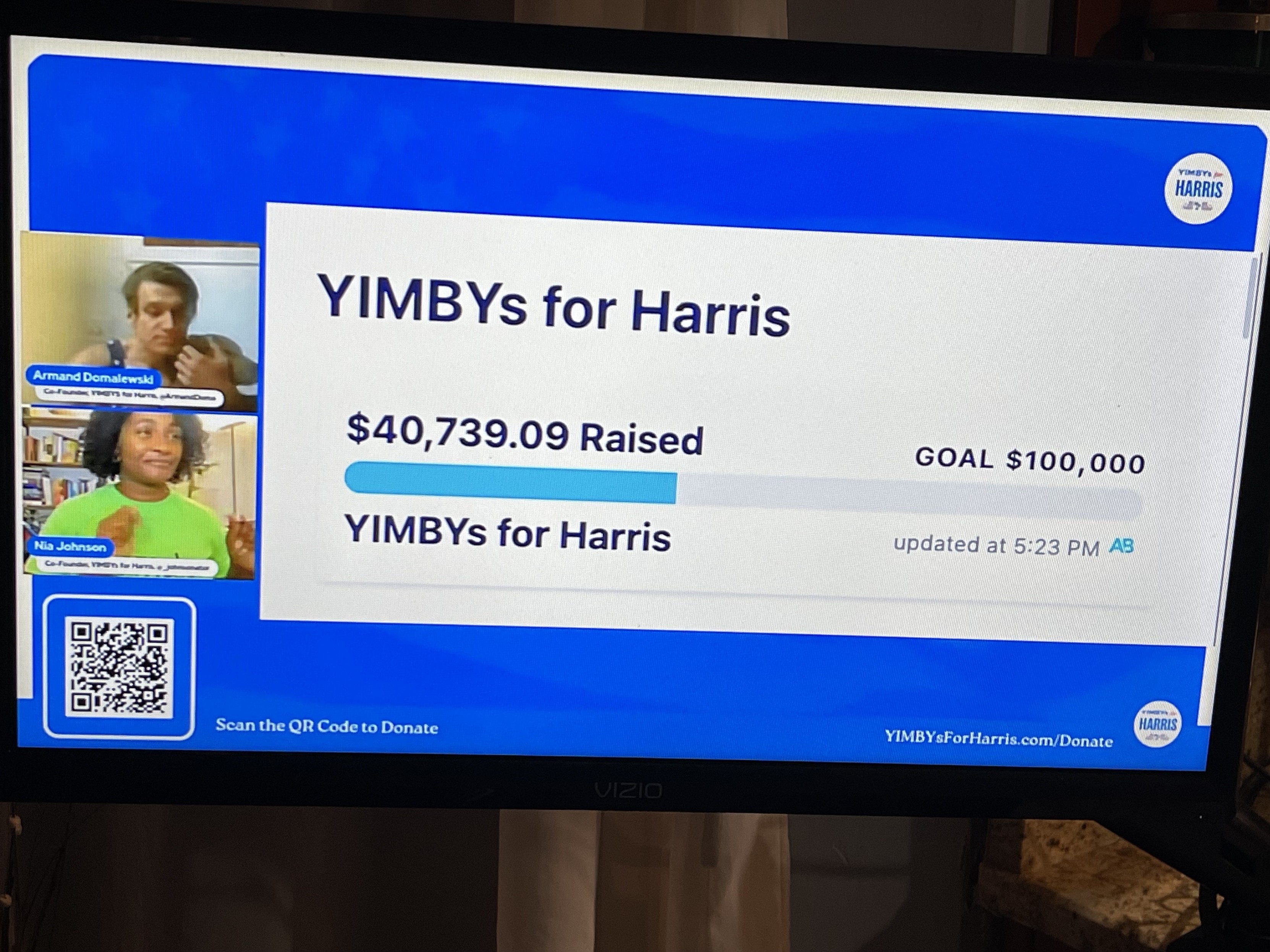 YIMBYS for Harris has already donated over 40K in just 15 minutes