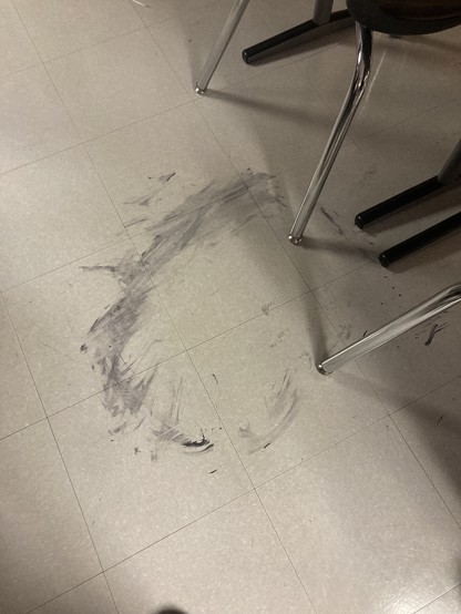 Spilled ink on a floor